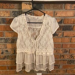 Cream lace top